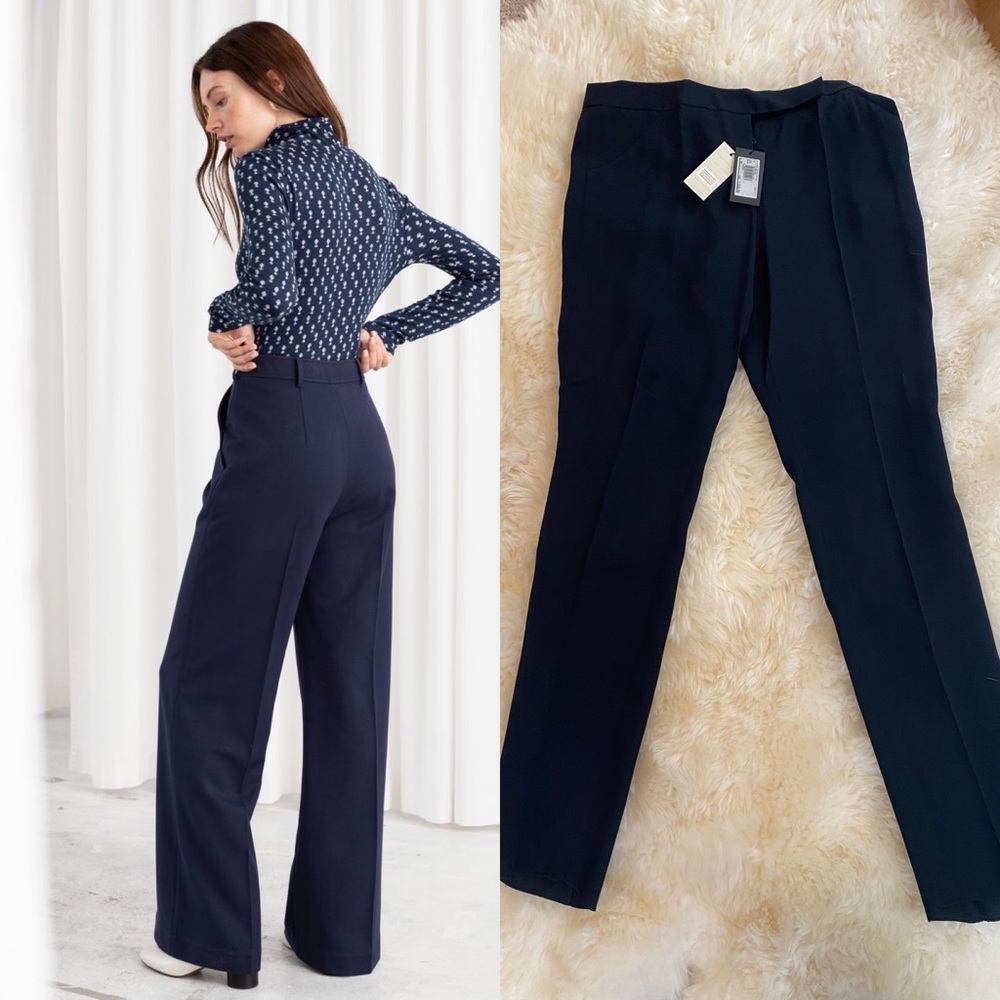 Giorgio Armani: Mixed Silk Cady Wide-Legged Trousers Italy Size 46 / US Size 10